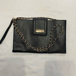 Y2K Bebe Leather Monogrammed Gold Hardware Purse Travel Vacation Clutch Bag